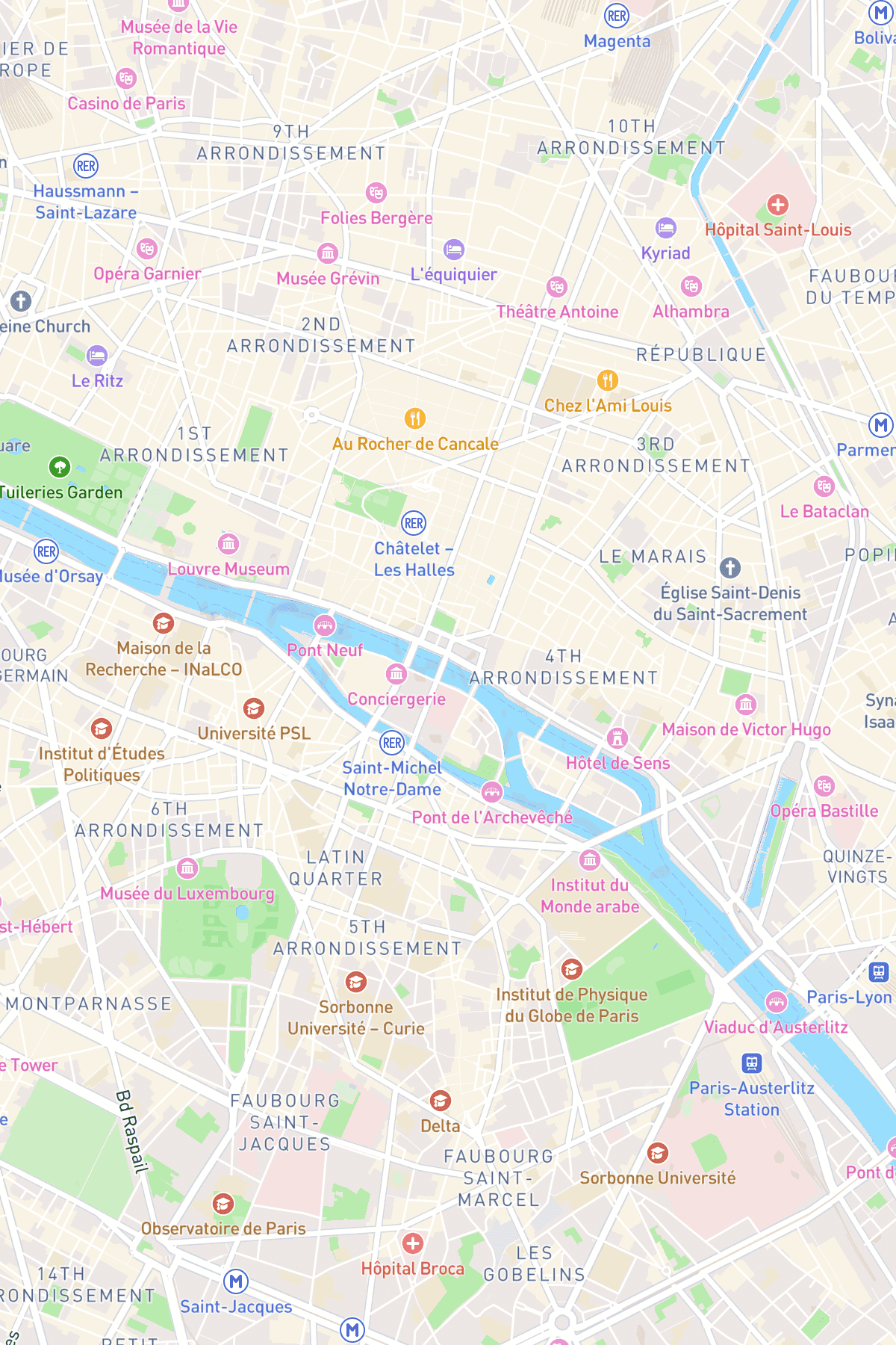 The MemoryMaps app showing a photo map of Paris